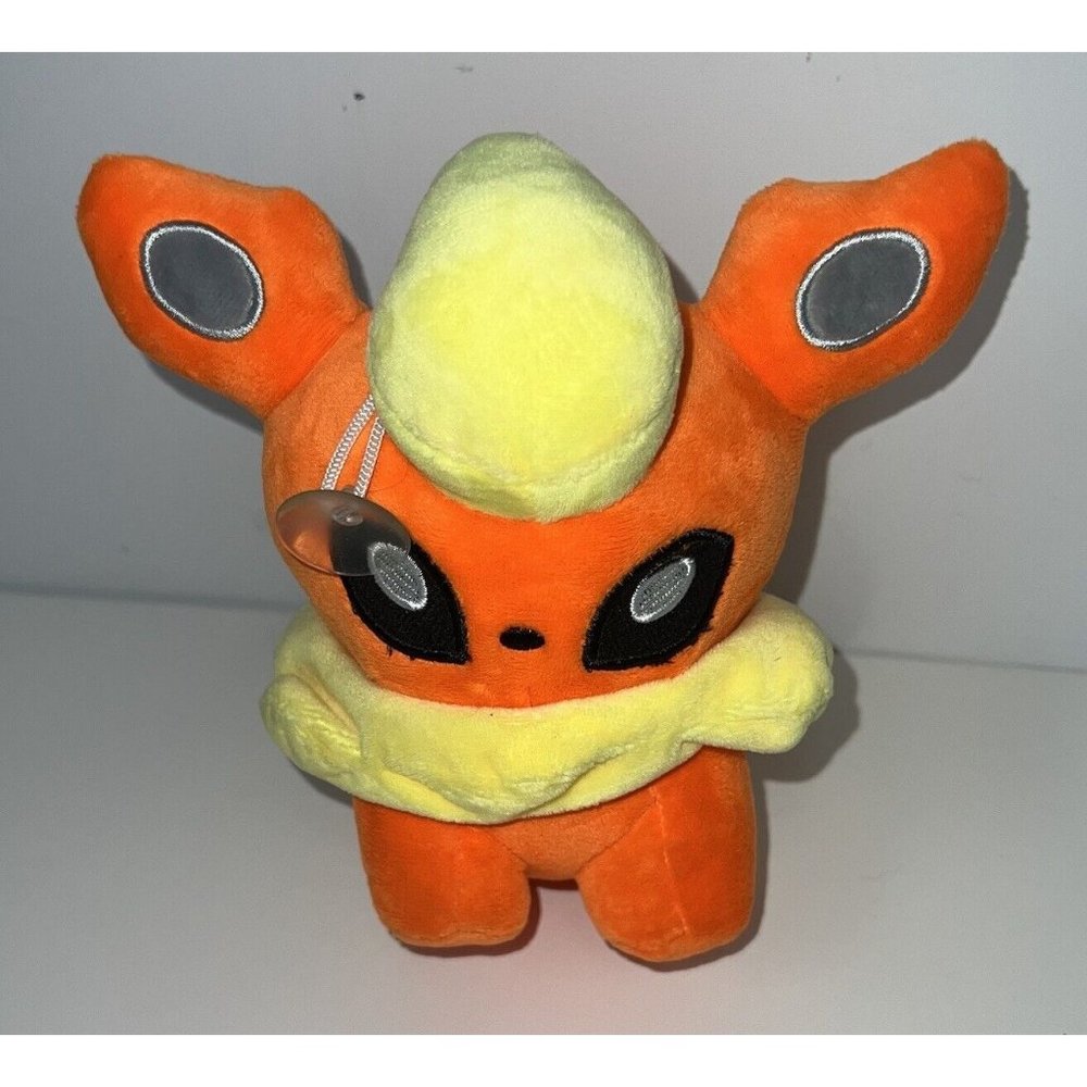 Pokemon Flareon Plush Stuffed Animal Cord Suction Cup Orange 7"